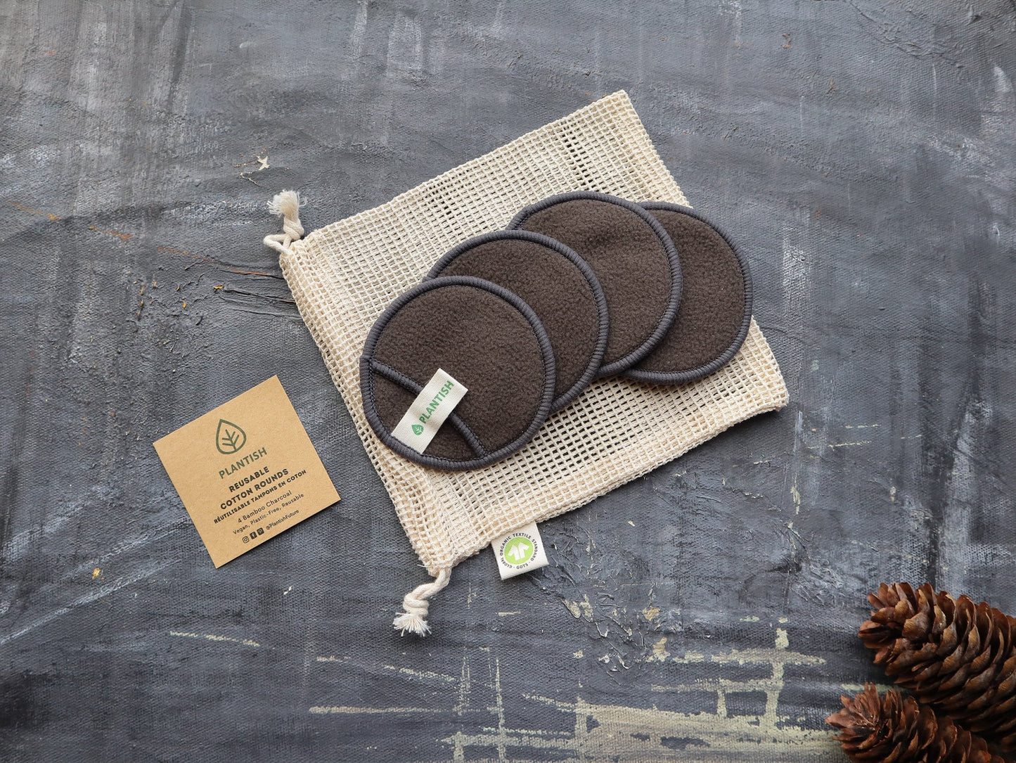 Reusable Cotton Rounds - Bamboo Charcoal