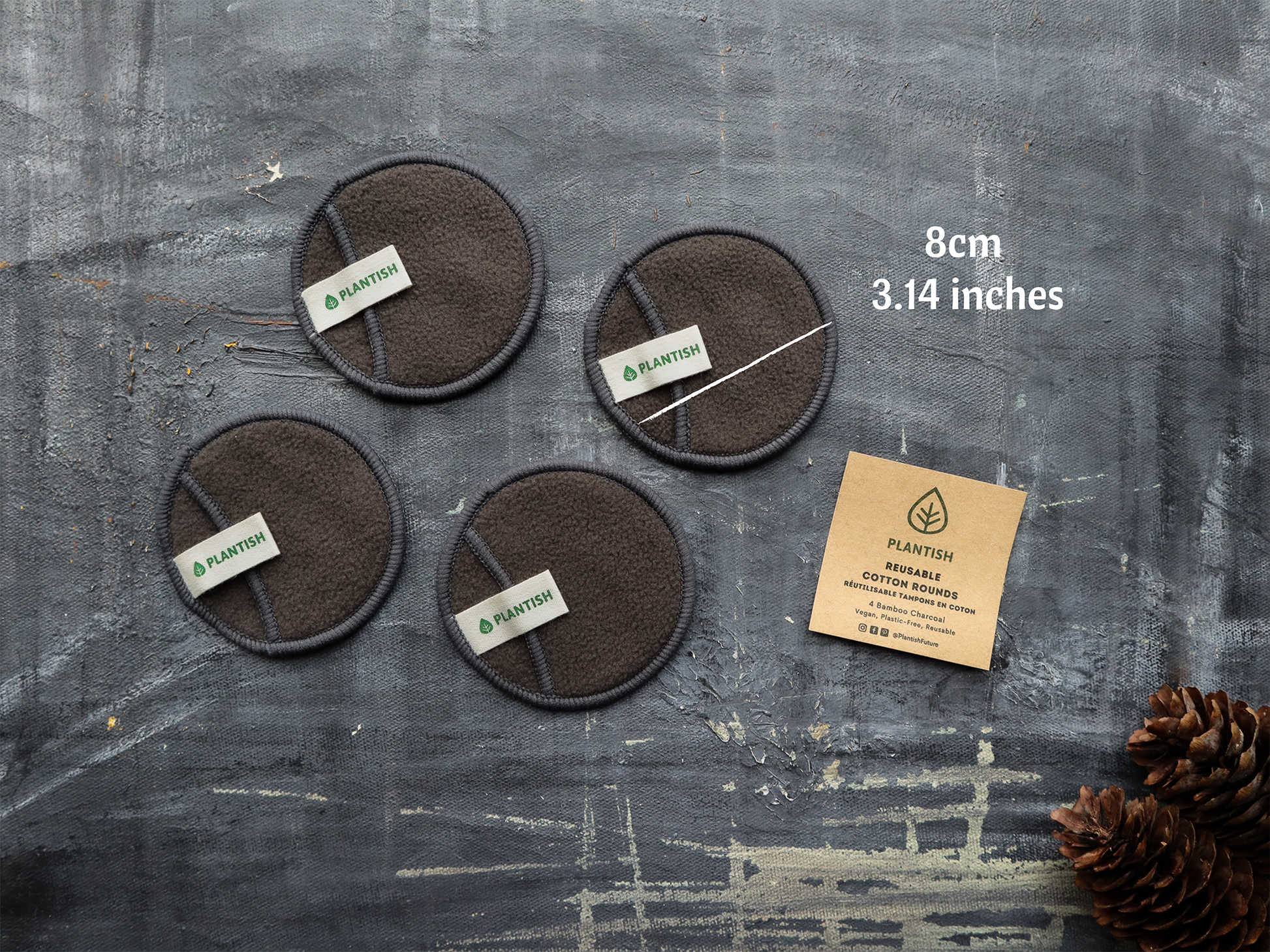 Reusable Cotton Rounds - Bamboo Charcoal